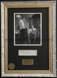 2j0002 PAUL HENREID framed signed 3x5 index card in 15x21 display 1970s ready to hang on your wall!
