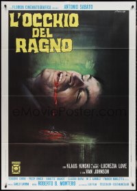 2j0521 EYE OF THE SPIDER Italian 1p 1971 wild Franco close up art of man bleeding from mouth!