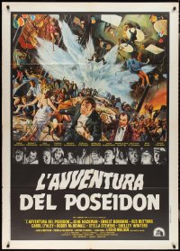 2j0561 POSEIDON ADVENTURE Italian 1p 1973 art of Gene Hackman & cast escaping by Mort Kunstler!