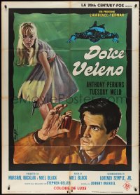 2j0563 PRETTY POISON Italian 1p 1968 different Nistri art of Anthony Perkins & crazy Tuesday Weld!