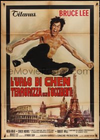 2j0566 RETURN OF THE DRAGON Italian 1p R1970s Bruce Lee classic, great artwork of Lee!