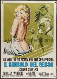 2j0573 SEX SYMBOL Italian 1p 1974 different art of sexy half-naked Connie Stevens in bed & drunk!
