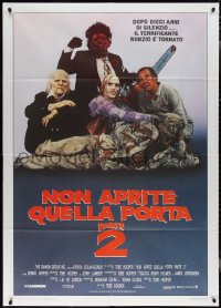2j0584 TEXAS CHAINSAW MASSACRE PART 2 Italian 1p 1987 Tobe Hooper horror sequel, family portrait!