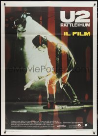 2j0587 U2 RATTLE & HUM Italian 1p 1988 great image of Irish rocker Bono performing!