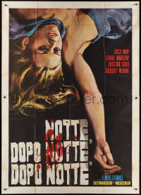 2j0846 NIGHT AFTER NIGHT AFTER NIGHT Italian 2p 1970 different art of female victim & bloody title!