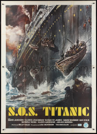 2j0626 S.O.S. TITANIC Italian 2p 1980 great different art of lifeboats fleeing the ship!