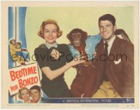 2j1381 BEDTIME FOR BONZO LC #3 1951 best portrait of Ronald Reagan, Diana Lynn & chimpanzee!