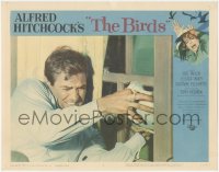 2j1384 BIRDS LC #6 1963 Hitchcock, close up of Rod Taylor trying to keep them from coming in window!