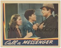 2j1396 CALL A MESSENGER LC 1939 c/u of Billy Halop protecting Mary Carlisle from Buster Crabbe, rare!