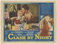 2j1402 CLASH BY NIGHT LC #3 1952 Fritz Lang, c/u of Keith Andes choking sexy Marilyn Monroe!