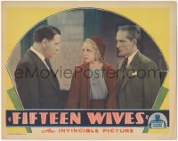 2j1422 FIFTEEN WIVES LC 1934 close up of pretty Natalie Moorhead between two men in suits!