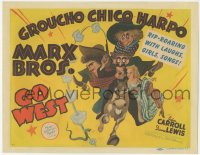 2j1316 GO WEST TC 1940 best different art of cowboys Groucho, Chico & Harpo Marx by Al Hirschfeld!