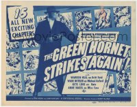 2j1318 GREEN HORNET STRIKES AGAIN TC 1940 best image of Warren Hull in costume, cool comic strip art!