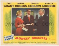 2j1485 MONKEY BUSINESS LC #2 1952 c/u of Cary Grant between sexy Marilyn Monroe & Charles Coburn!