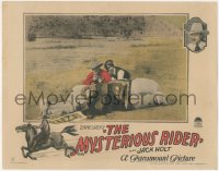 2j1494 MYSTERIOUS RIDER LC 1927 Jack Holt & Jewel take cover behind fallen horse, Zane Grey, rare!