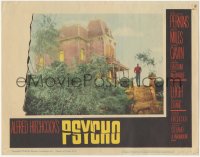 2j1527 PSYCHO LC #3 1960 Alfred Hitchcock, most desired iconic far shot of Anthony Perkins by house!