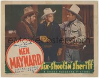 2j1554 SIX-SHOOTIN' SHERIFF LC 1938 Ken Maynard holding gun & putting arm around younger cowboy!