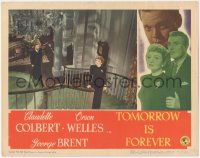 2j1578 TOMORROW IS FOREVER LC 1945 Orson Welles looking at Claudette Colbert on fancy staircase!
