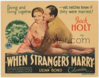 2j1364 WHEN STRANGERS MARRY TC 1933 Holt & Bond couldn't remember if they were married, ultra rare!