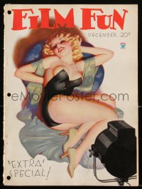 2j0871 FILM FUN magazine December 1933 Enoch Bolles art of sexy woman in nightie under set light!