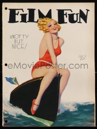 2j0866 FILM FUN magazine July 1933 Enoch Bolles-like art of sexy woman in swimsuit, knotty but nice!
