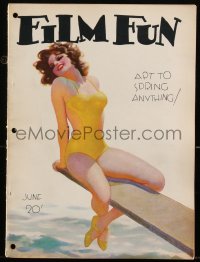 2j0865 FILM FUN magazine June 1933 Enoch Bolles-like art of sexy woman in swimsuit on diving board!