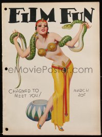 2j0862 FILM FUN magazine March 1933 Enoch Bolles-like cover art of sexy female snake charmer!