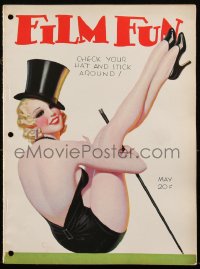 2j0864 FILM FUN magazine May 1933 Enoch Bolles art of sexy showgirl with top hat & cane!
