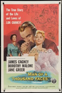 2j1149 MAN OF A THOUSAND FACES 1sh 1957 art of James Cagney as Lon Chaney Sr. by Reynold Brown!