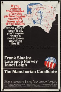 2j1154 MANCHURIAN CANDIDATE 1sh 1962 cool art of Frank Sinatra, directed by John Frankenheimer!