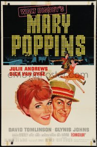 2j1159 MARY POPPINS 1sh 1964 Julie Andrews & Dick Van Dyke in Walt Disney's musical classic!
