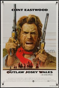 2j1190 OUTLAW JOSEY WALES studio style 1sh 1976 Clint Eastwood is an army of one, Roy Anderson art!