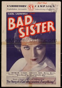 2j0650 BAD SISTER pressbook 1931 doctor Conrad Nagel is jilted by Bette Davis' bad sister, rare!