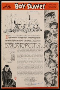 2j0660 BOY SLAVES pressbook 1939 Anne Shirley in RKO's version of Dead End Kids, Marcus art, rare!