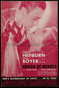 2j0661 BREAK OF HEARTS pressbook 1935 romantic images of Katharine Hepburn & Charles Boyer!