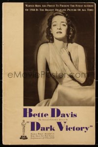 2j0677 DARK VICTORY pressbook 1939 pretty Bette Davis, George Brent, Humphrey Bogart, very rare!