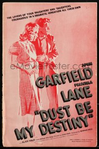 2j0684 DUST BE MY DESTINY pressbook 1939 great art of John Garfield & Priscilla Lane, ultra rare!