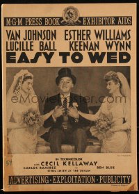 2j0685 EASY TO WED pressbook 1946 Van Johnson between Esther Williams & Lucille Ball, very rare!