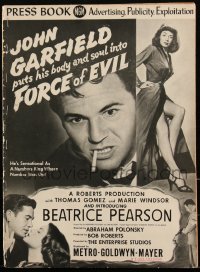 2j0691 FORCE OF EVIL pressbook 1948 smoking & mad John Garfield, Marie Windsor, Beatrice Pearson!