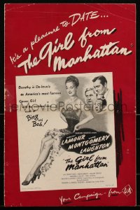 2j0693 GIRL FROM MANHATTAN pressbook 1948 it's a pleasure to date career girl Dorothy Lamour, rare!