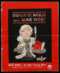 2j0695 GO WEST YOUNG MAN pressbook 1936 wonderful different art of sexy Mae West, ultra rare!