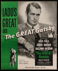 2j0697 GREAT GATSBY pressbook 1950 Alan Ladd, Betty Field, F. Scott Fitzgerald, ultra rare!