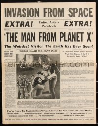 2j0736 MAN FROM PLANET X pressbook 1951 Edgar Ulmer sci-fi, Robert Clarke, cool newspaper design!