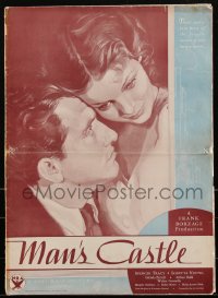 2j0738 MAN'S CASTLE pressbook 1933 Spencer Tracy & Loretta Young have simple yet sweeping love, rare!