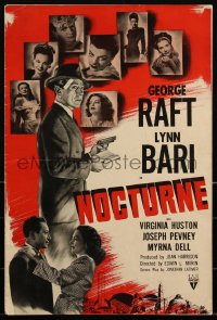 2j0742 NOCTURNE pressbook 1946 George Raft & Lynn Bari, Hollywood glamour murder, ultra rare!
