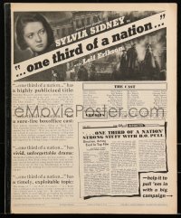 2j0746 ONE THIRD OF A NATION pressbook 1939 beautiful Sylvia Sidney, Leif Erickson, ultra rare!