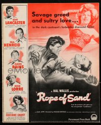 2j0758 ROPE OF SAND pressbook 1949 Burt Lancaster punching Paul Henreid, sexy Corinne Calvet, rare!