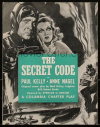 2j0854 SECRET CODE pressbook 1942 Paul Kelley & Anne Nagel, World War II spy serial, ultra rare!