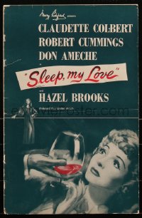 2j0767 SLEEP MY LOVE pressbook 1947 Claudette Colbert, Robert Cummings, Don Ameche, ultra rare!