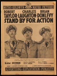 2j0774 STAND BY FOR ACTION pressbook 1943 sailors Robert Taylor, Laughton & Donlevy, ultra rare!